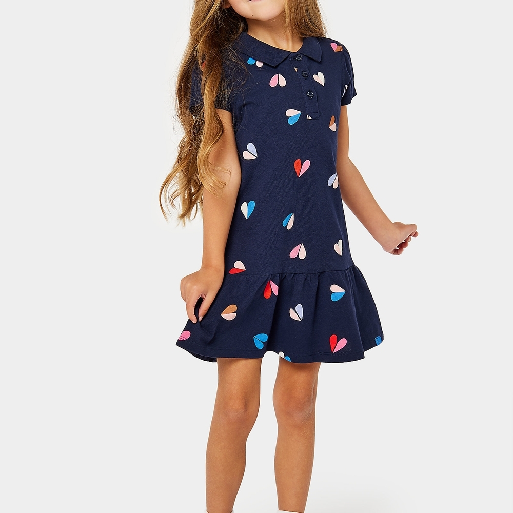 

Mothercare Girls Short Sleeves Casual Dress -Navy