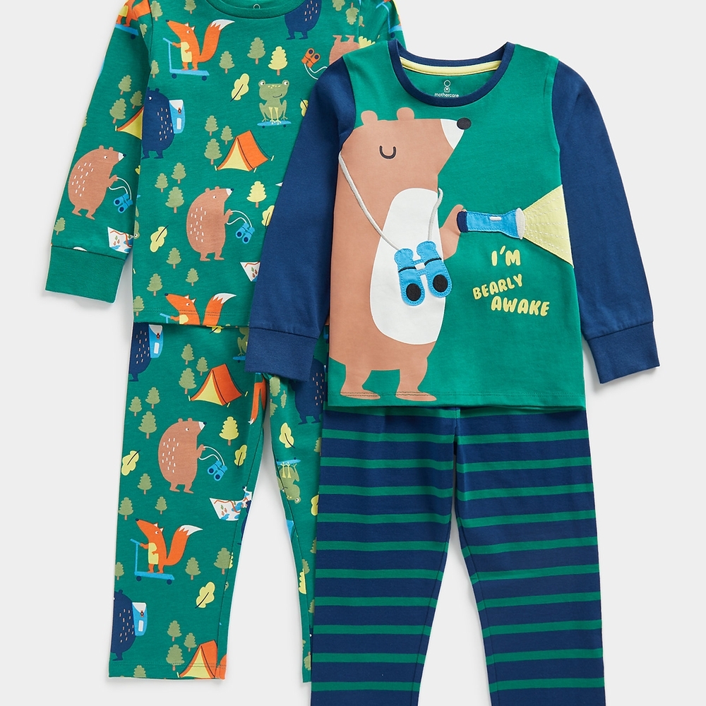 

Mothercare Boys Full Sleeves Pyjama-Pack of 2-Green