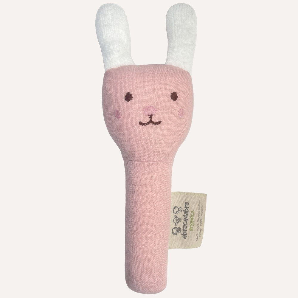 

Abracadabra Organics Collectible Bunny Face Rattle Pink