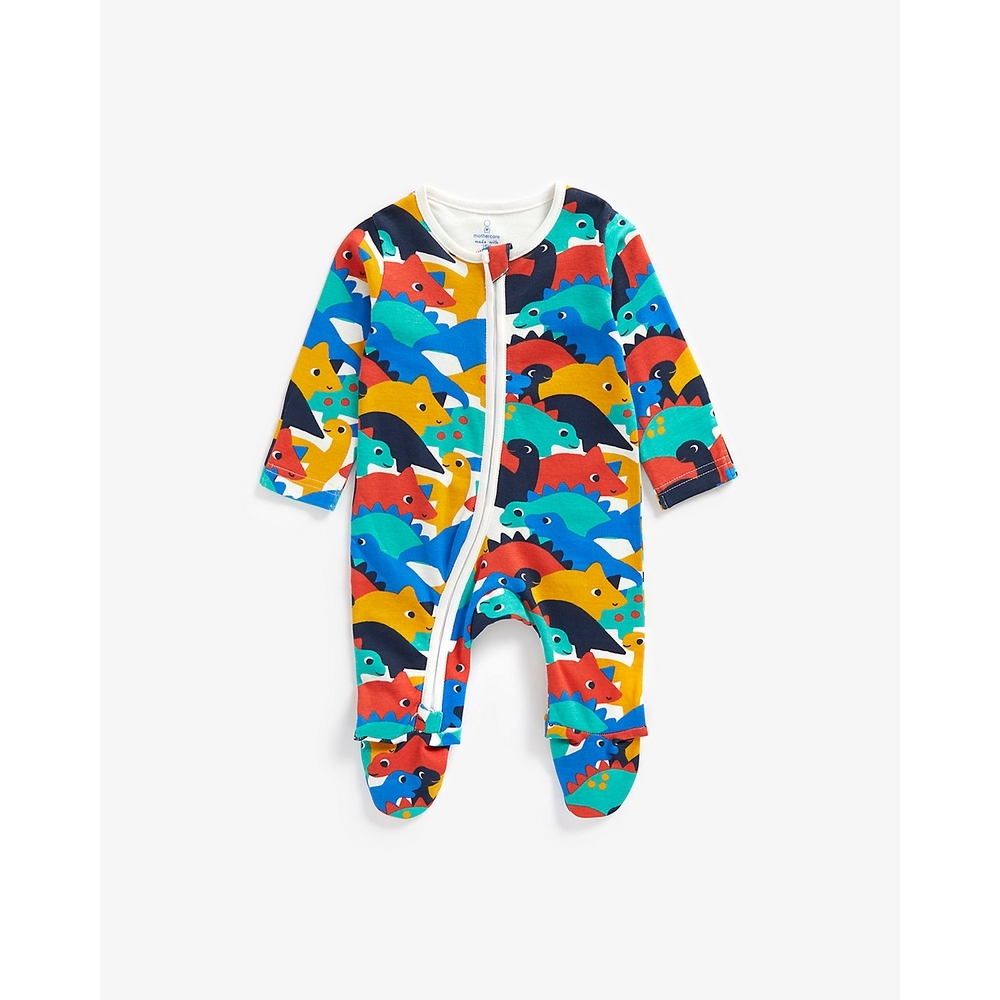 

Boys Full Sleeves Sleepsuit Animal Print-Multicolor