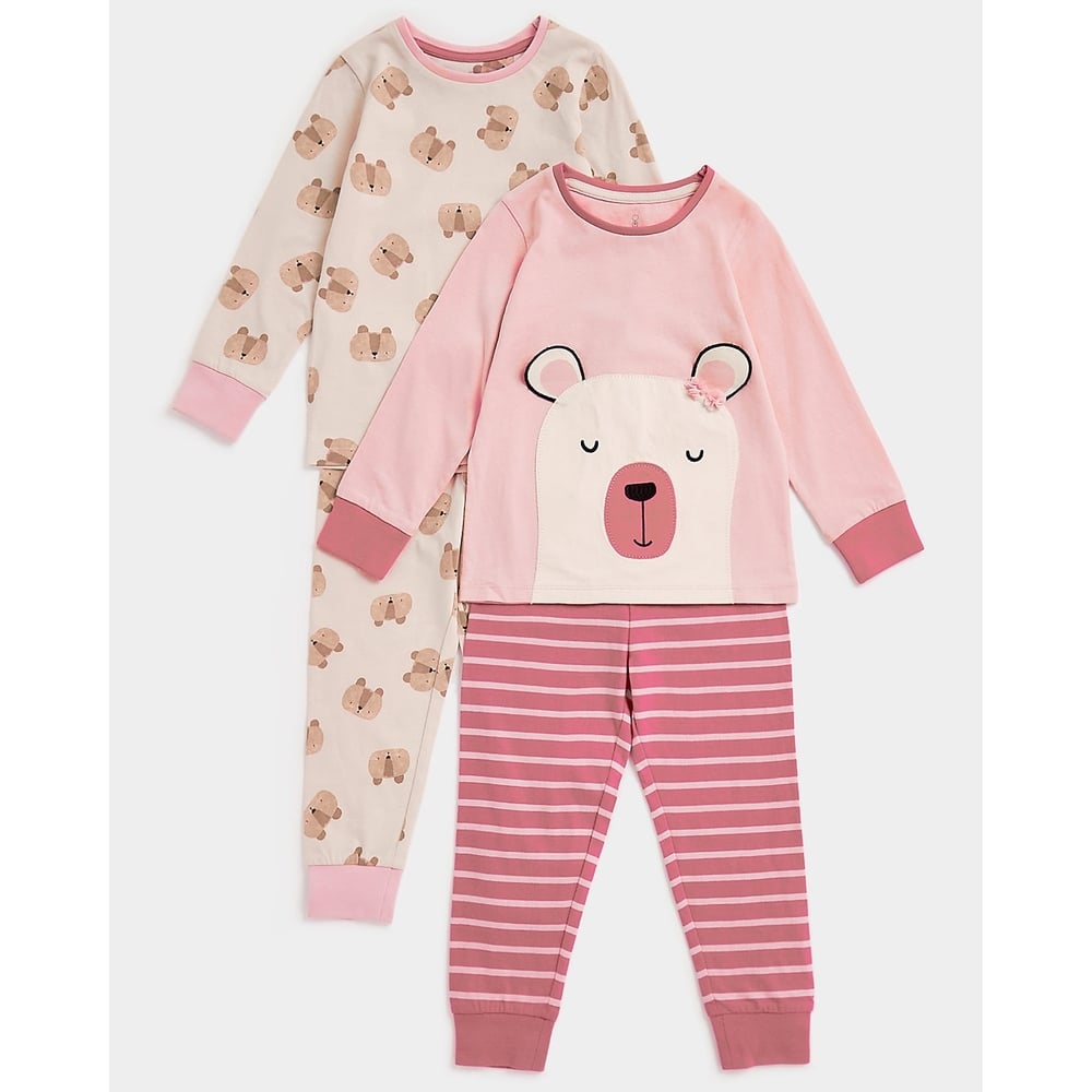 

Girls Full Sleeves Pyjama Set -Pack Of 2-Multicolor