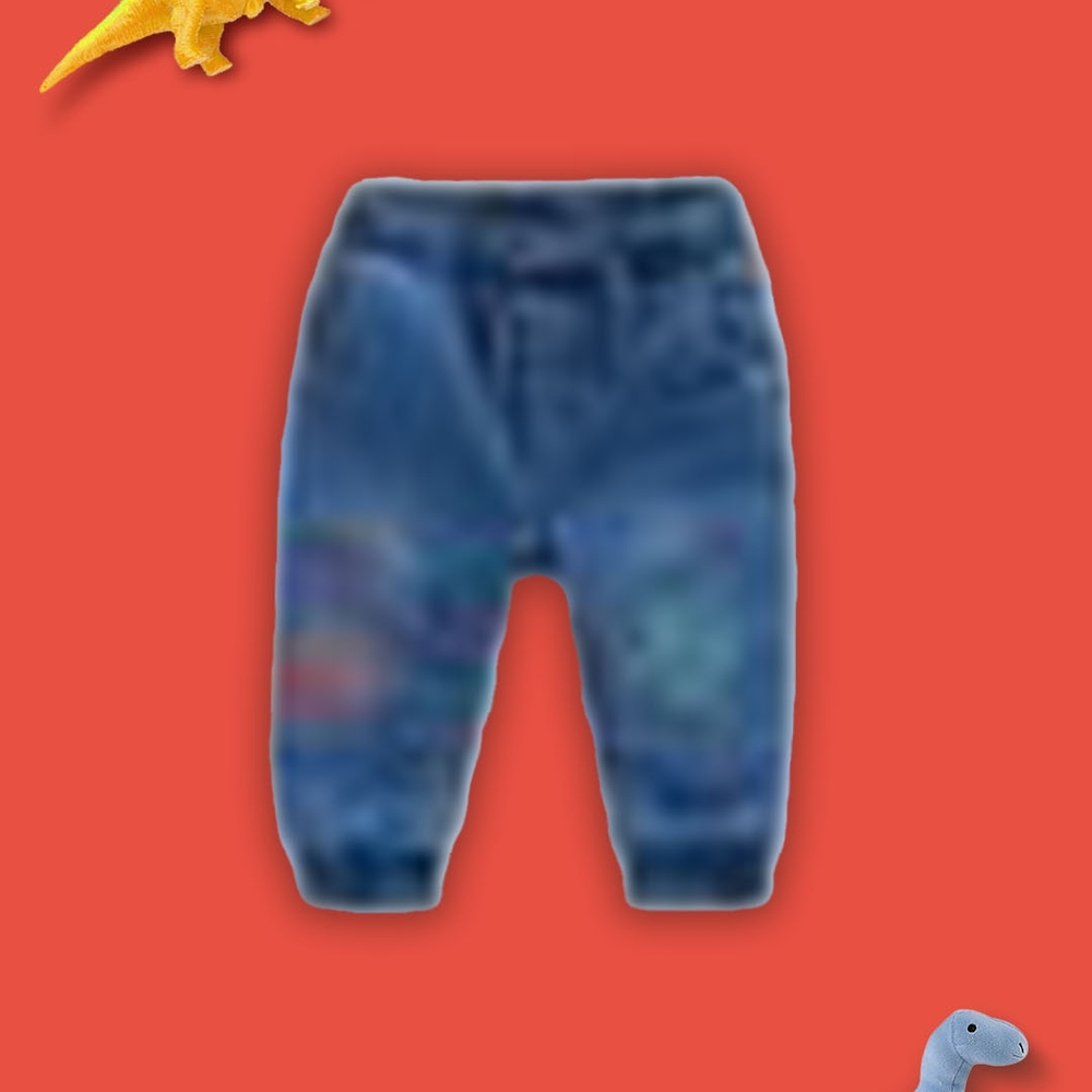 

Boys Jogger Jeans Drawcords With Dino Design-Blue