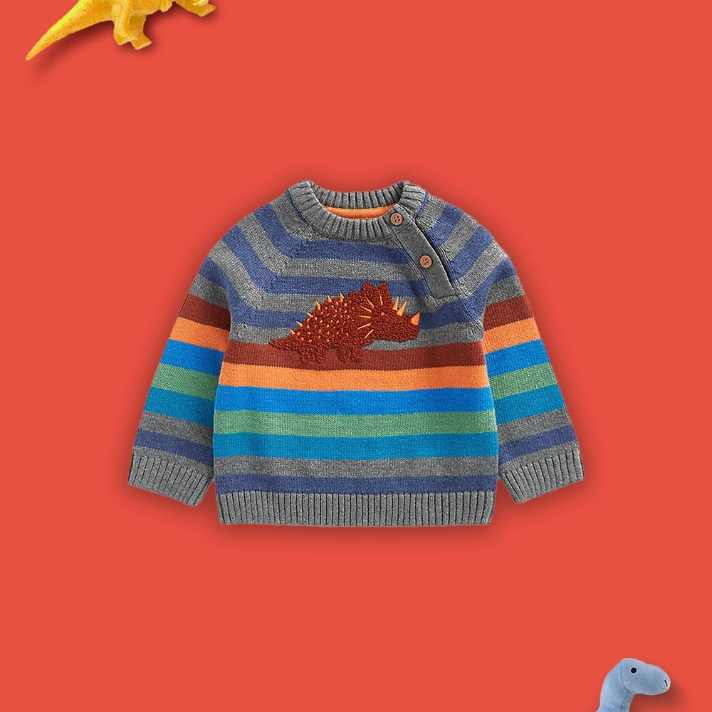 

Boys Full Sleeves Sweatshirt Dino Design-Multicolor
