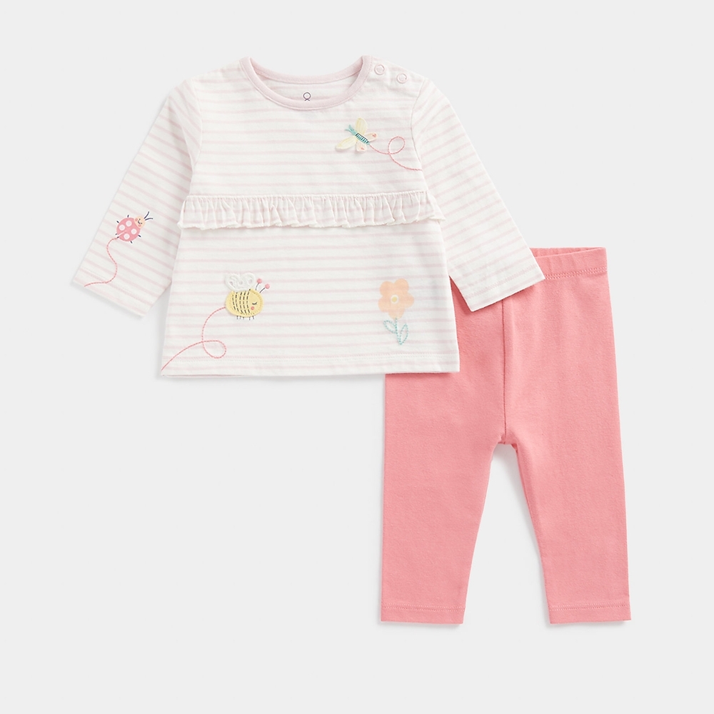

Girls Full Sleeves T-shirt Jogger Set -Pink
