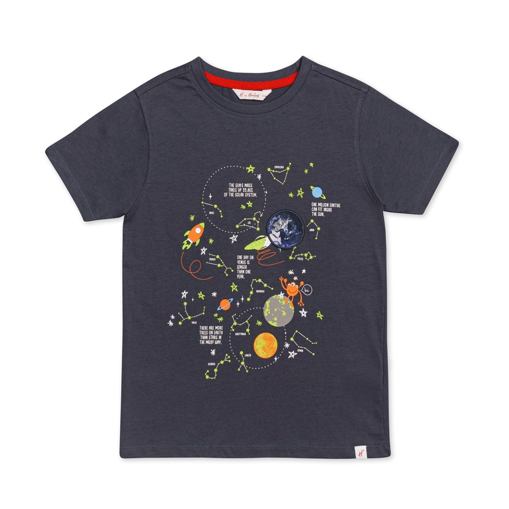 

h by hamleys round neck boys tshirt - black pack of 1