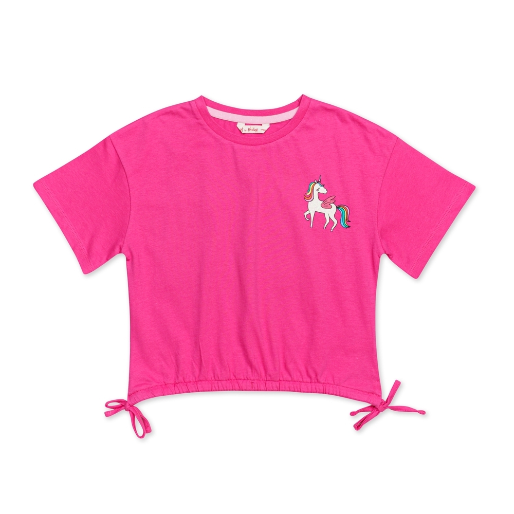 

h by hamleys girls chest print t-shirt - pink