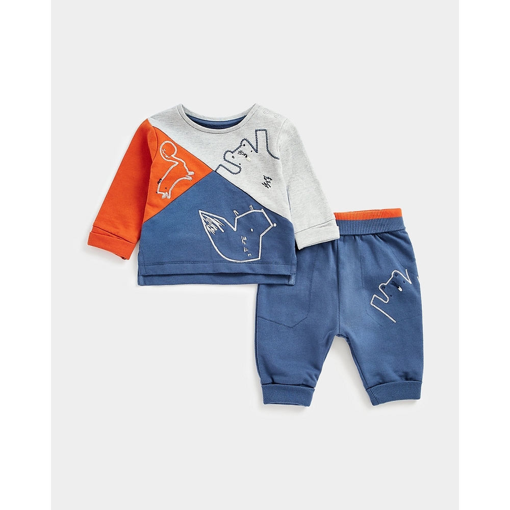 

Boys Full Sleeves Jogger T-Shirt Set -Pack of 2-Multicolor