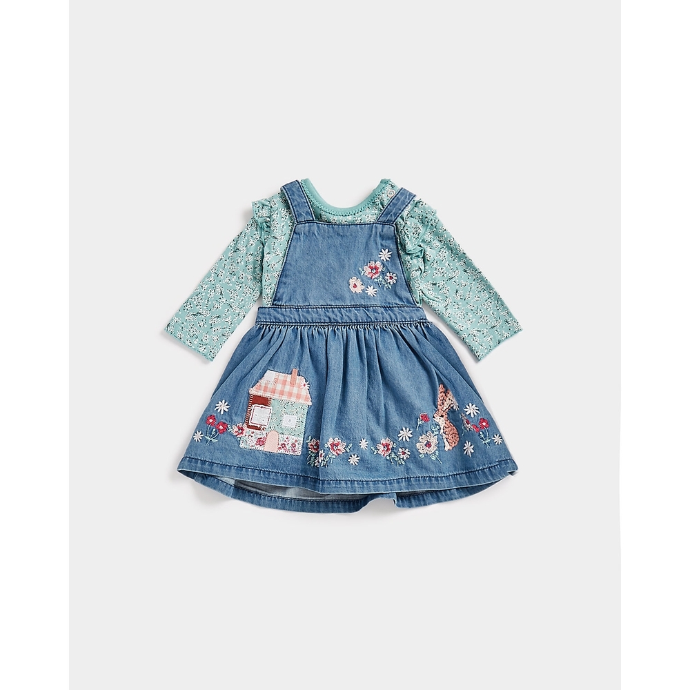 

Girls Full Sleeves Dungaree Onesie Set -Pack of 2-Multicolor