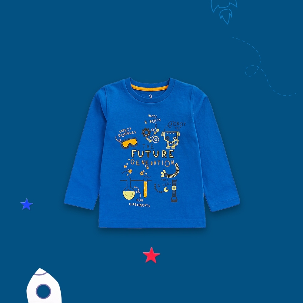 

Boys Full Sleeves T Shirts Fun Prints-Blue