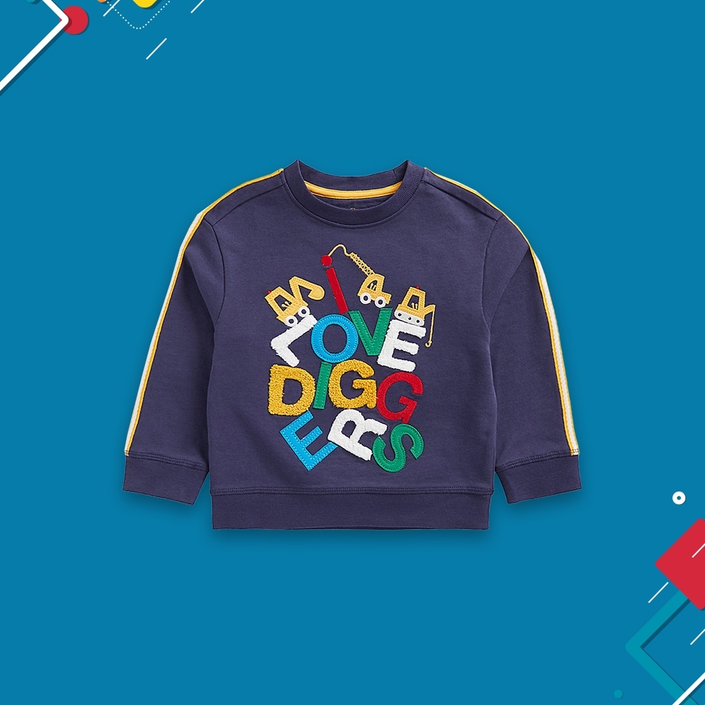 

Boys Full Sleeves Sweatshirt Slogan Print-Blue