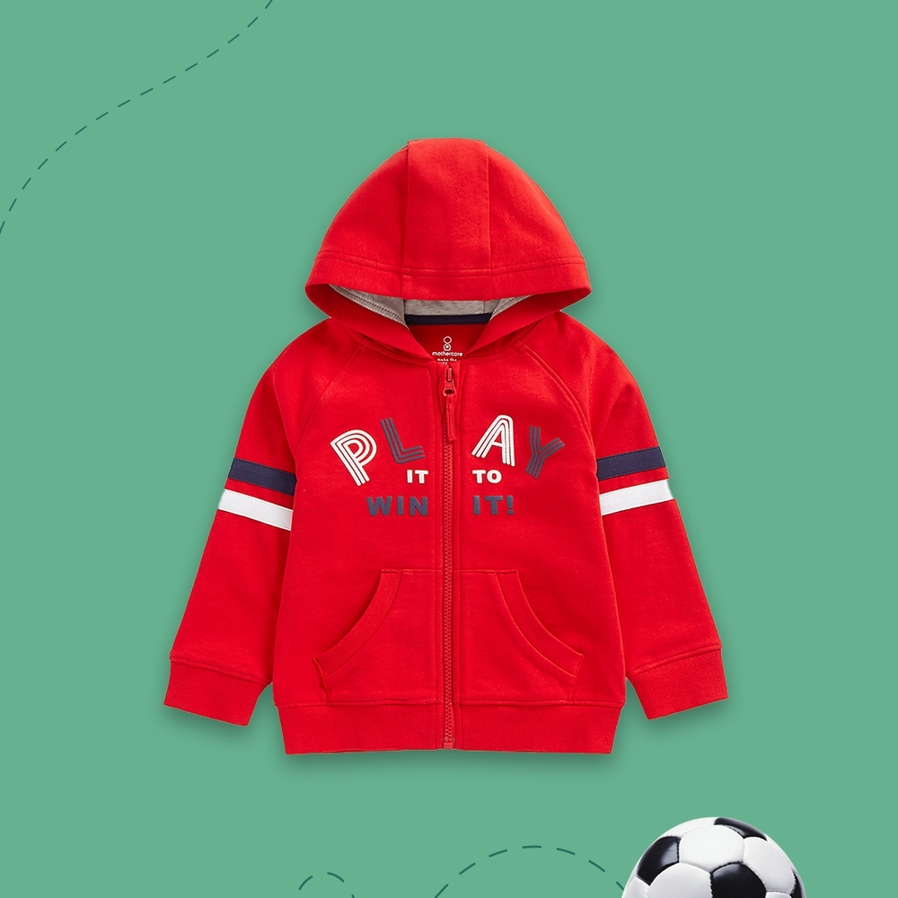 

Boys Full Sleeves Sweatshirt Hooded-Red