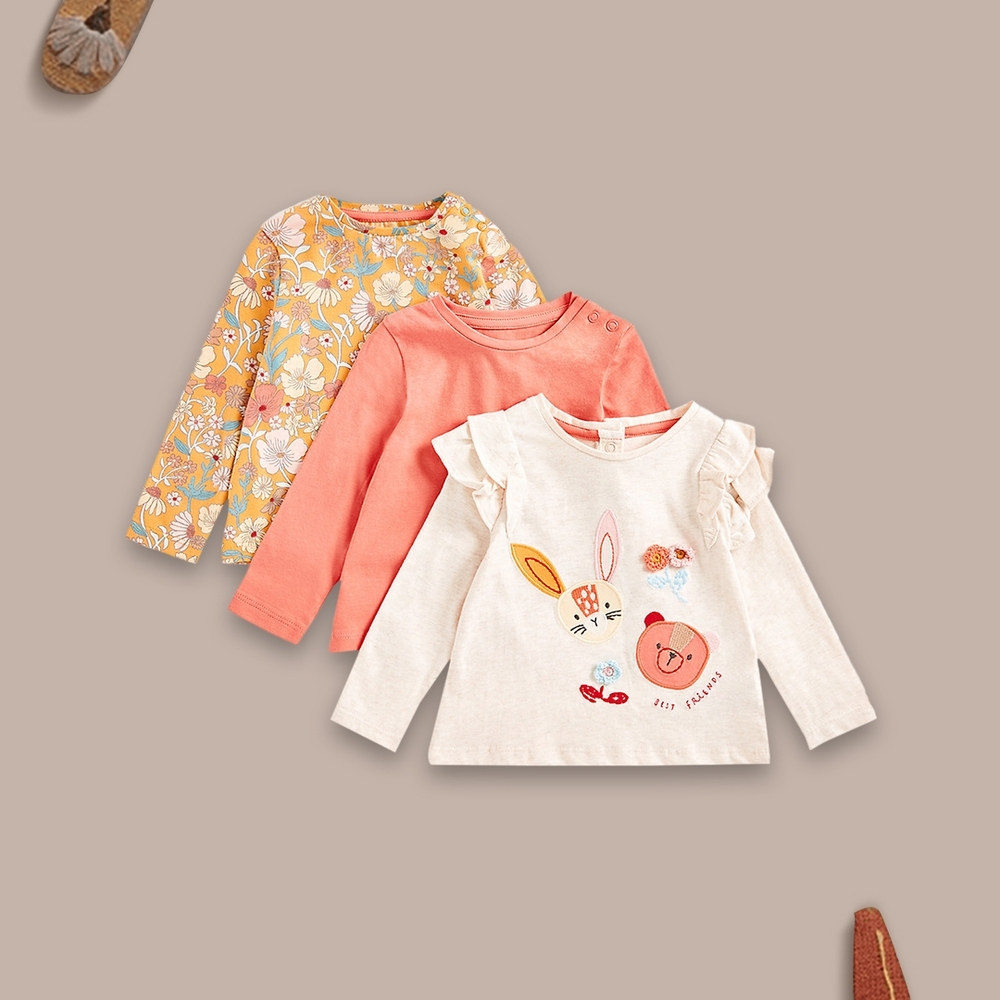 

Girls Full Sleeves T-Shirts -Pack of 3-Multicolor