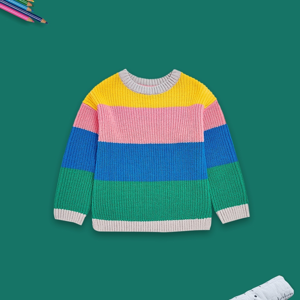 

Girls Full Sleeves Sweaters Colorful Stripes-Multicolor