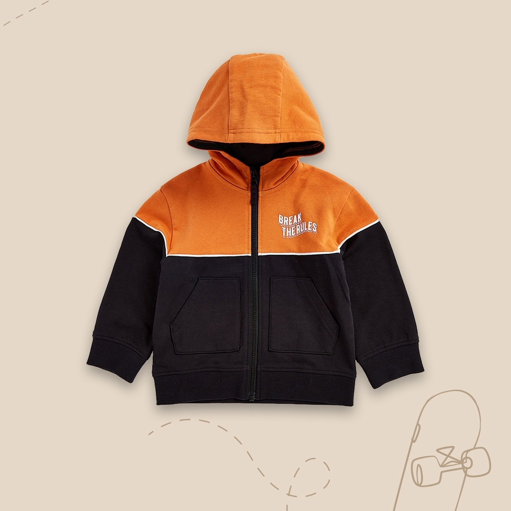 

Boys Full Sleeves Sweatshirt Colorblock with Slogan Print-Multicolor