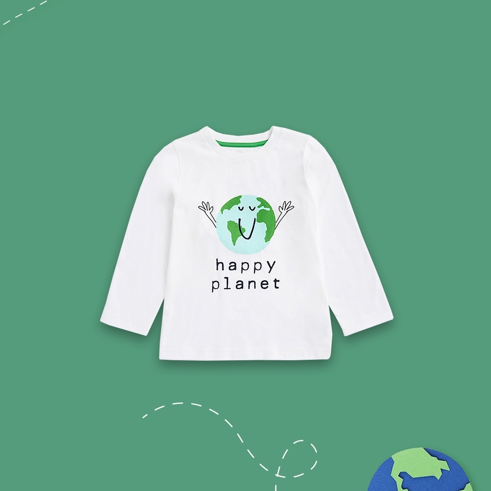 

Boys Full Sleeves T-shirt Slogan Print-White