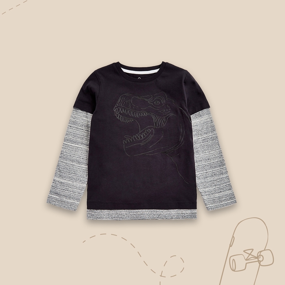 

Boys Full Sleeves T-shirt Double Layer Sleeves-Multicolor