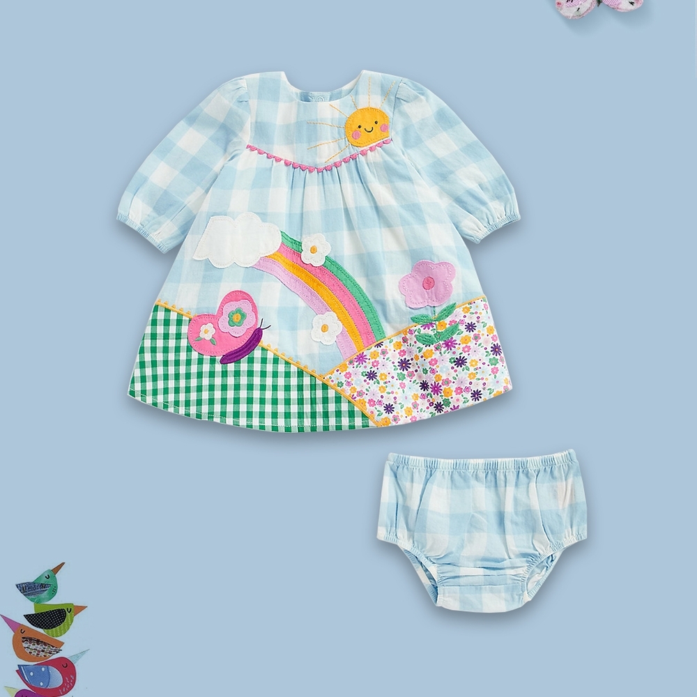 

Girls Full Sleeves Dress Gingham Print-Pack of 1-Multicolor