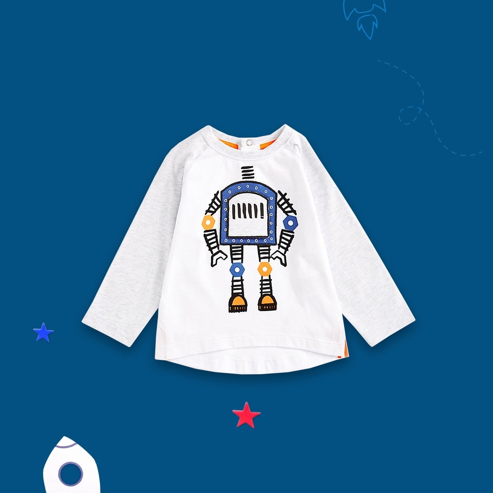 

Boys Full Sleeves T-Shirt Robot Design-Multicolor