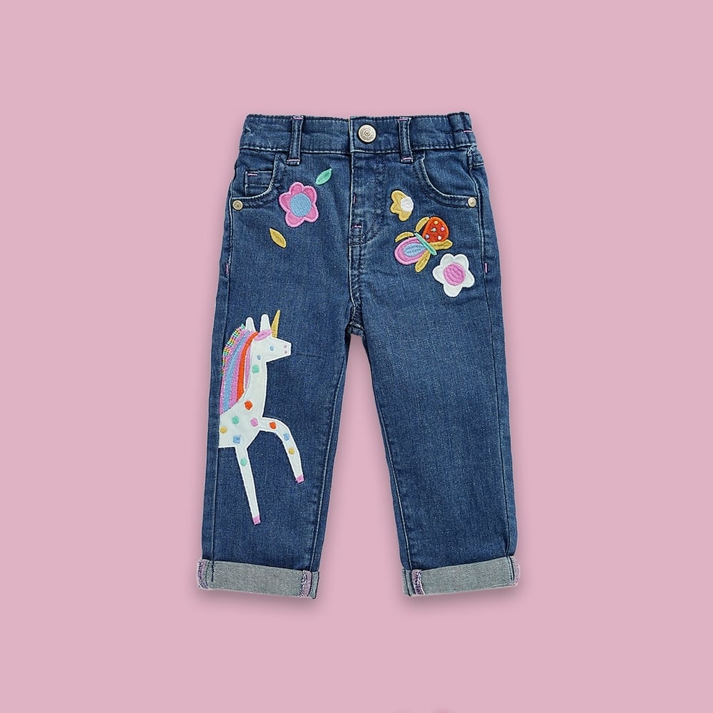 

Girls Jeans Unicorn Design-Pack of 1-Denim