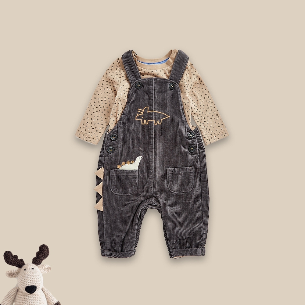 

Boys Full Sleeves Dungaree Set -Pack of 1-Brown