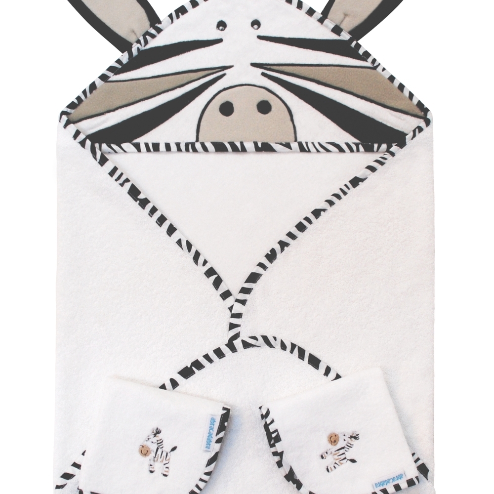 

Abracadabra zebra hooded towel set white