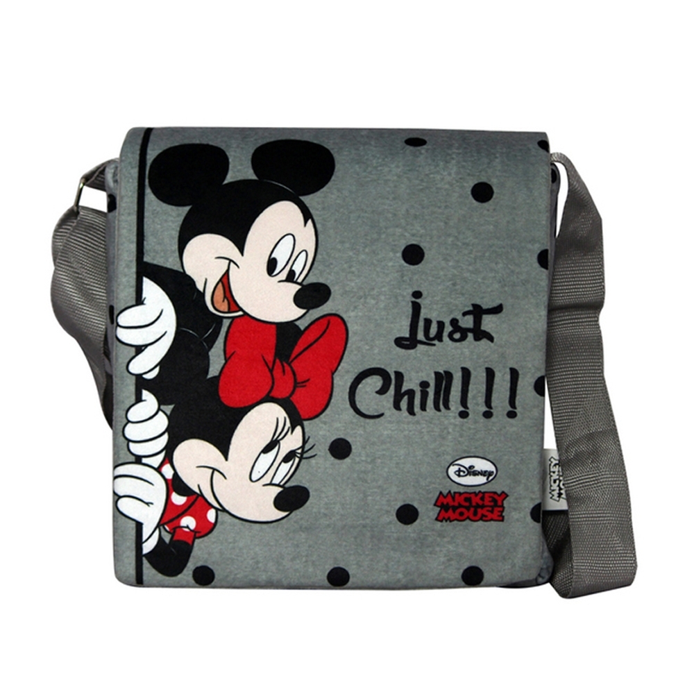 

Disney Happiness Unisex Zipper Closure Mickey Mouse Printed Sling Bag_Grey_Free Size