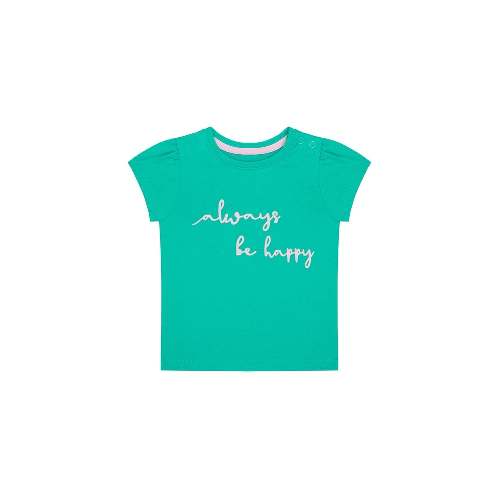 

Girls Half Sleeves T-Shirt Slogan Print - Green