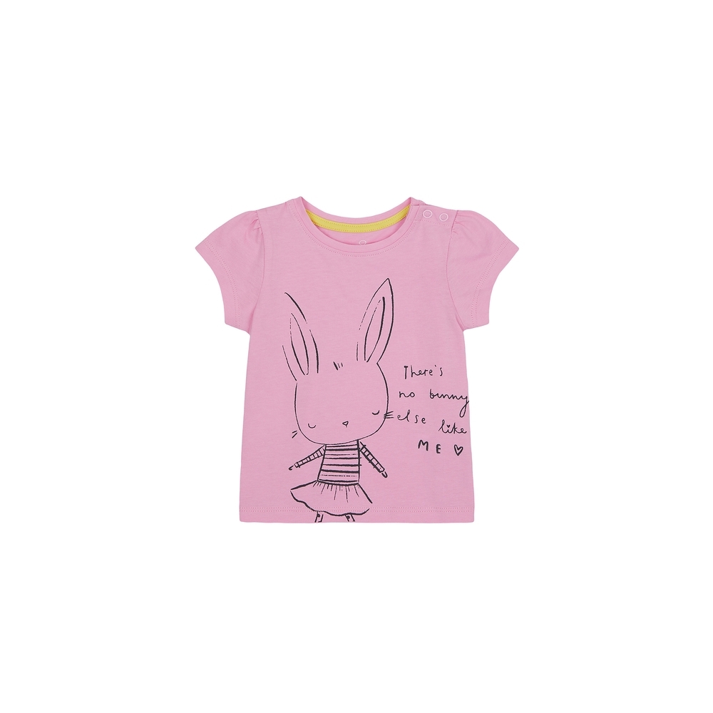 

Girls Half Sleeves T-Shirt Bunny Print - Pink
