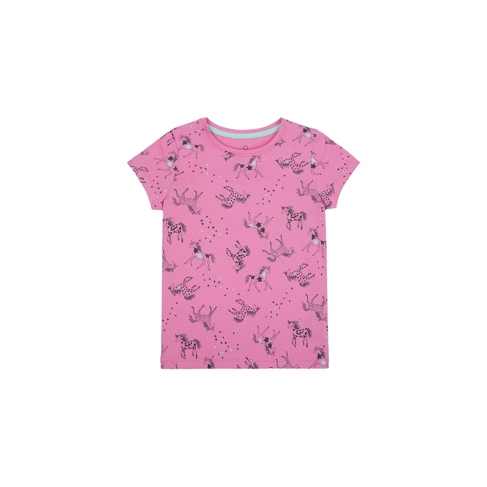 

Girls Half Sleeves T-Shirt Horse Print - Pink