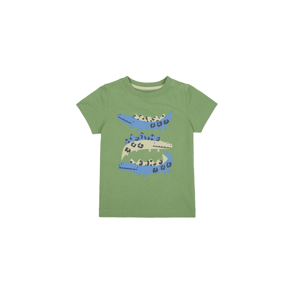 

Boys Half Sleeves T-Shirt Crocodile Print - Khaki