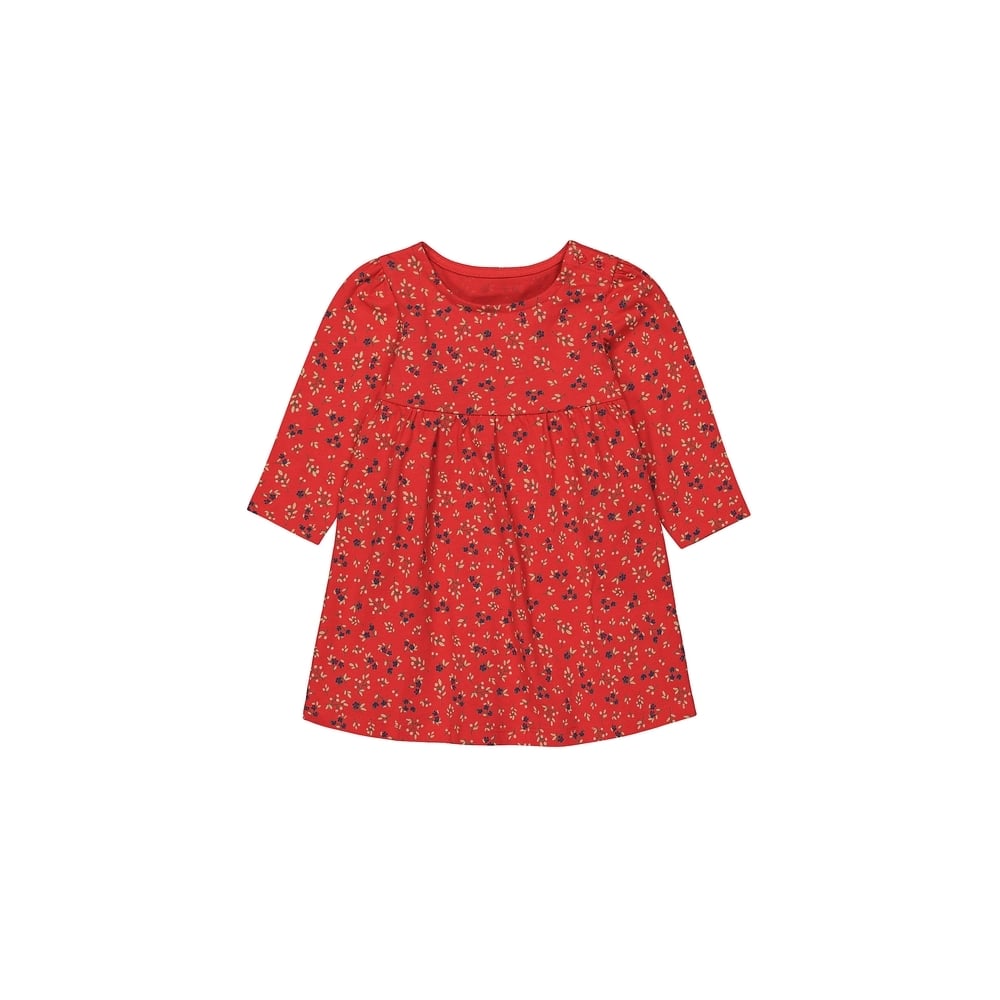 

Girls Full Sleeves Dress Floral Print - Red