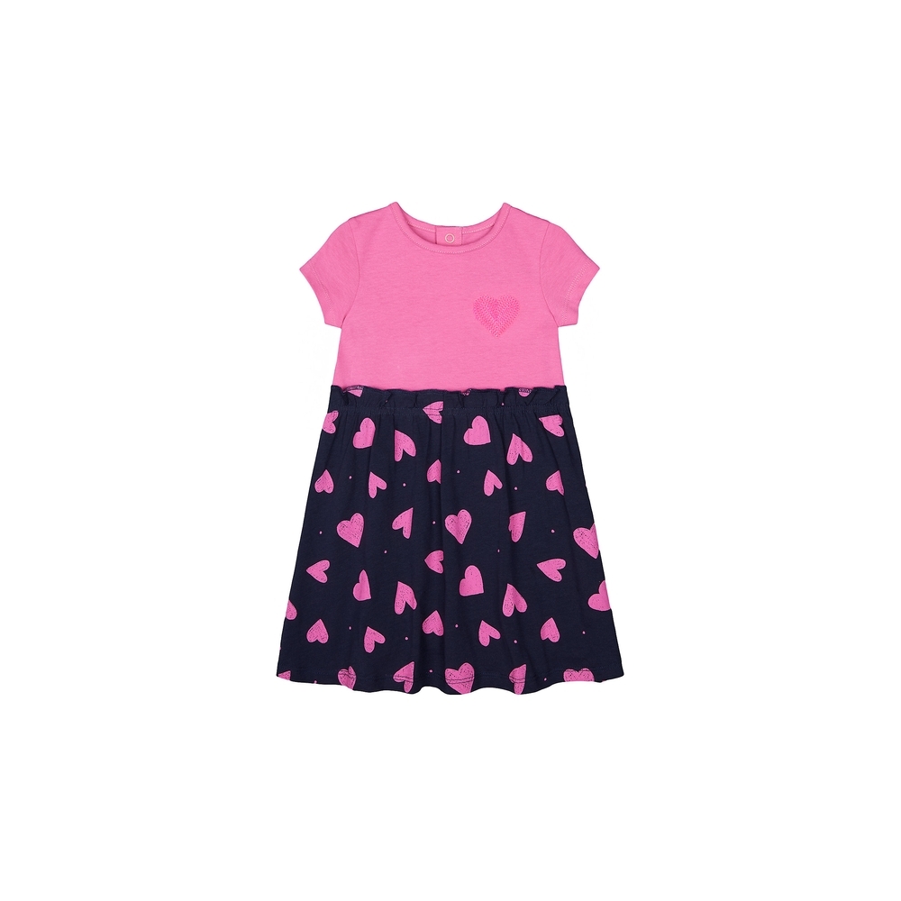 

Girls Half Sleeves Dress Sequin Heart - Pink Navy