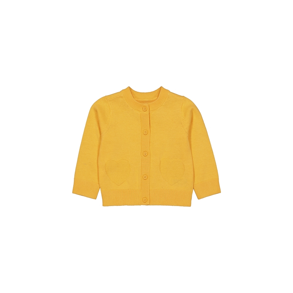 

Girls Full Sleeves Cardigan Heart Design - Yellow