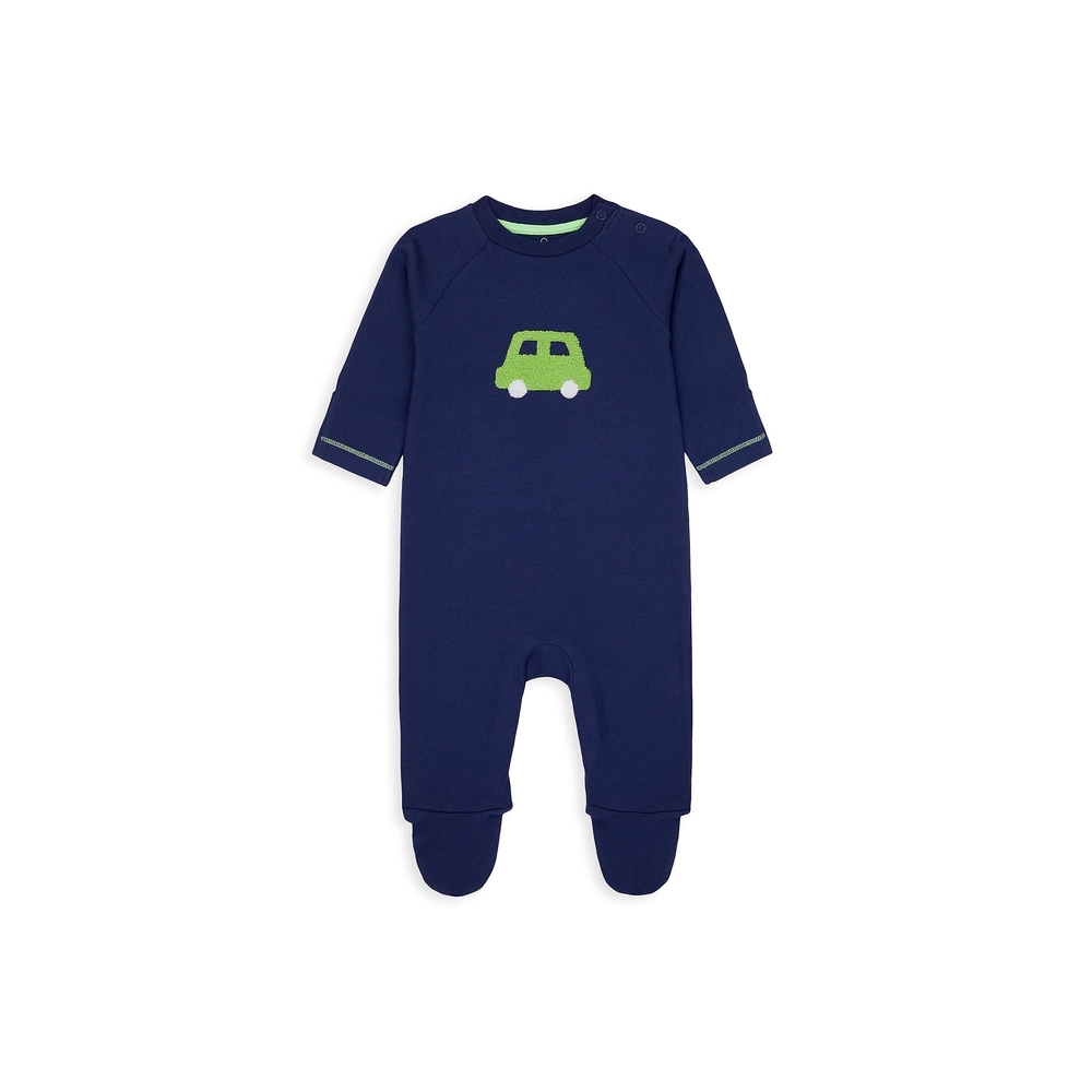 

Boys Full Sleeves Romper Car Patchwork - Navy