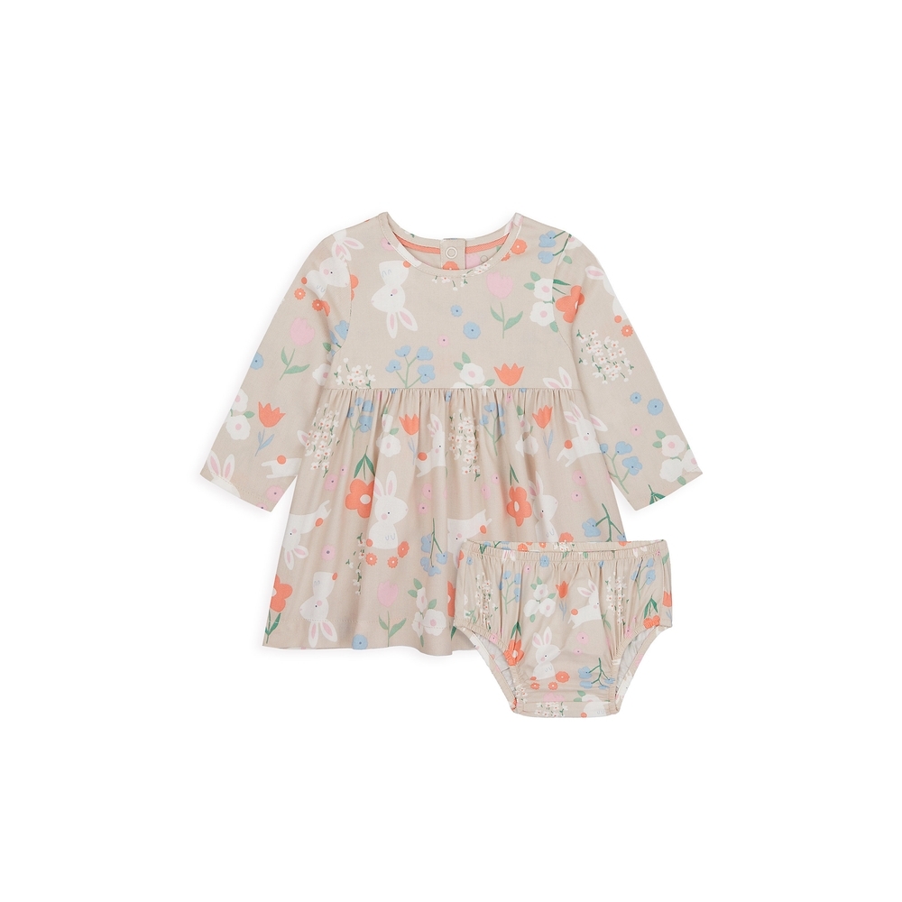 

Girls Full Sleeves Dress And Knickers Set Bunny Print - Multicolor