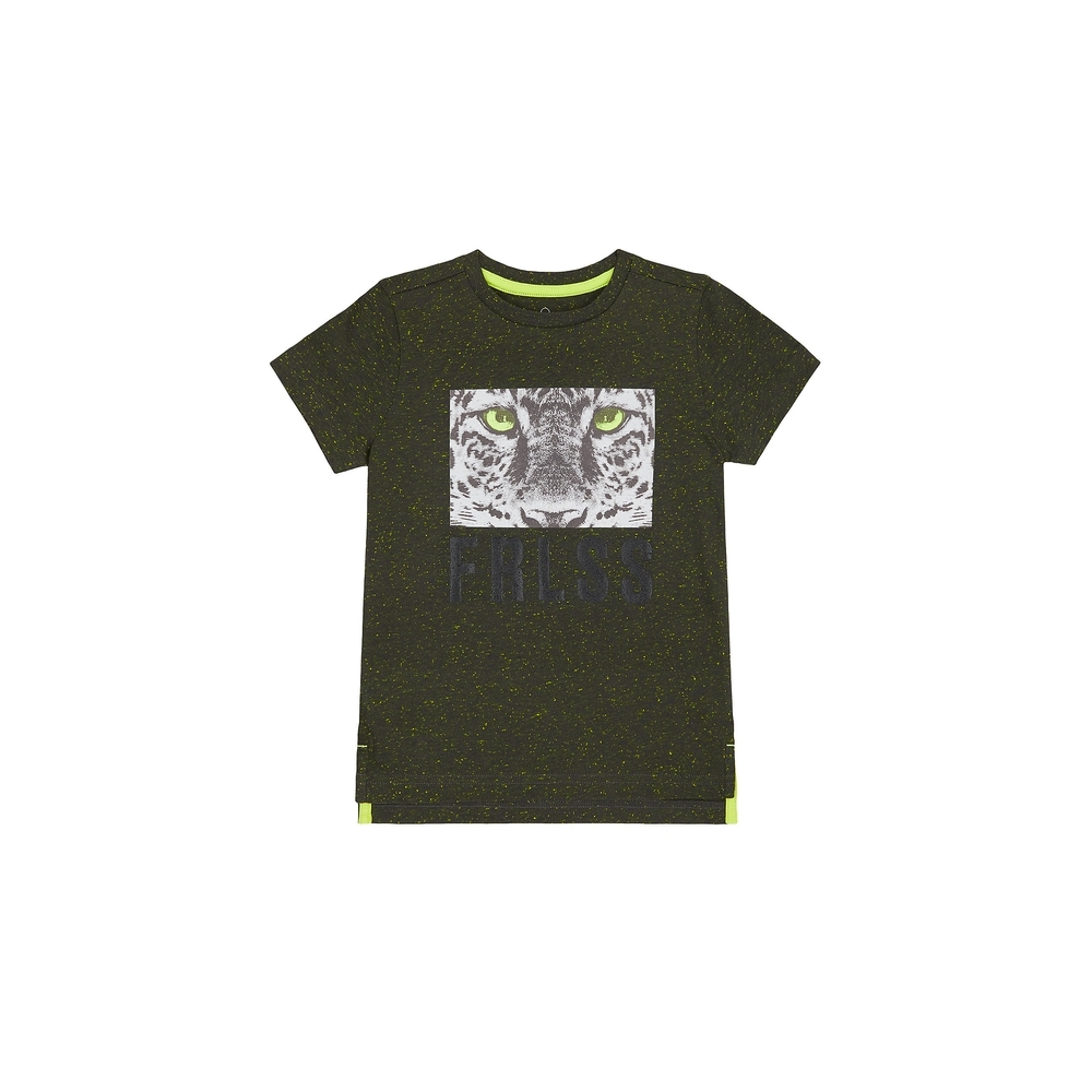 

Boys Half Sleeves T-Shirt Leopard Print - Black
