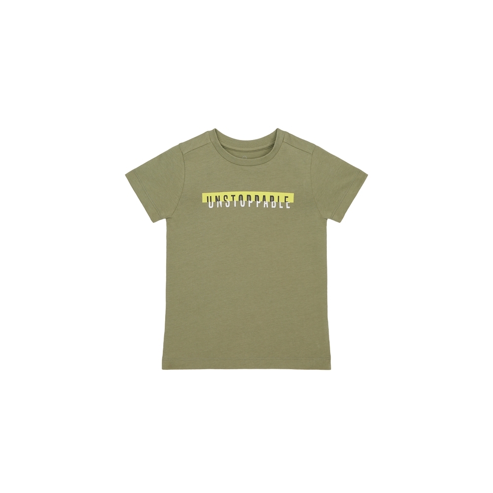 

Boys Half Sleeves T-Shirt Text Print - Khaki