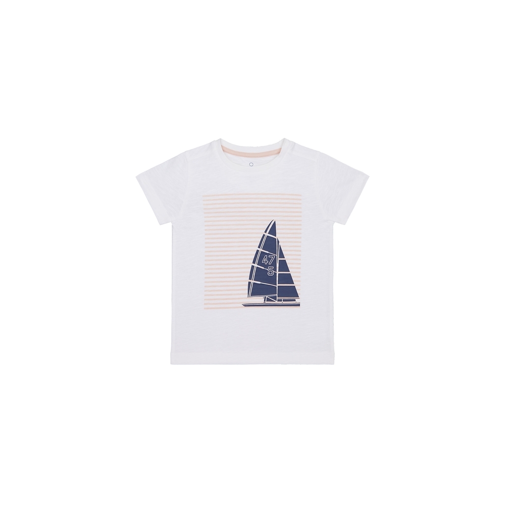 

Boys Half Sleeves T-Shirt Boat Print - White
