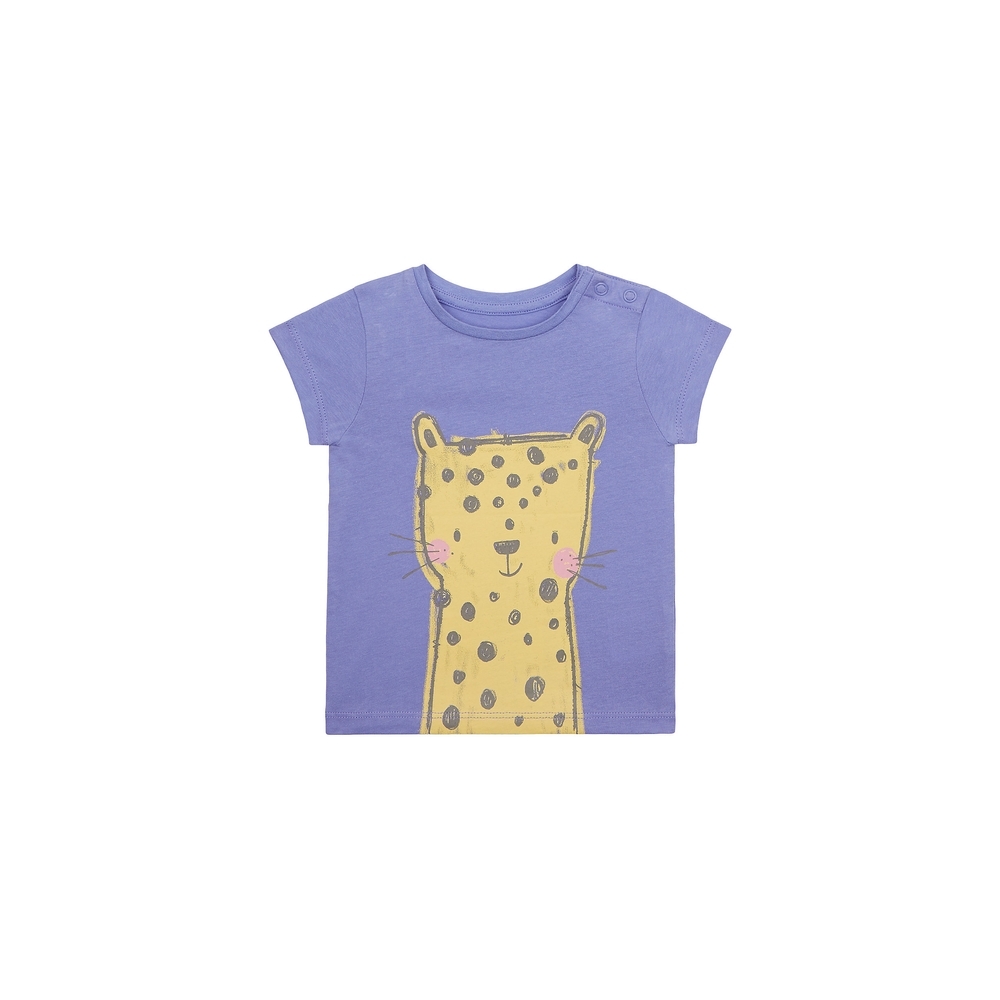 

Girls Half Sleeves T-Shirt Leopard Print - Blue