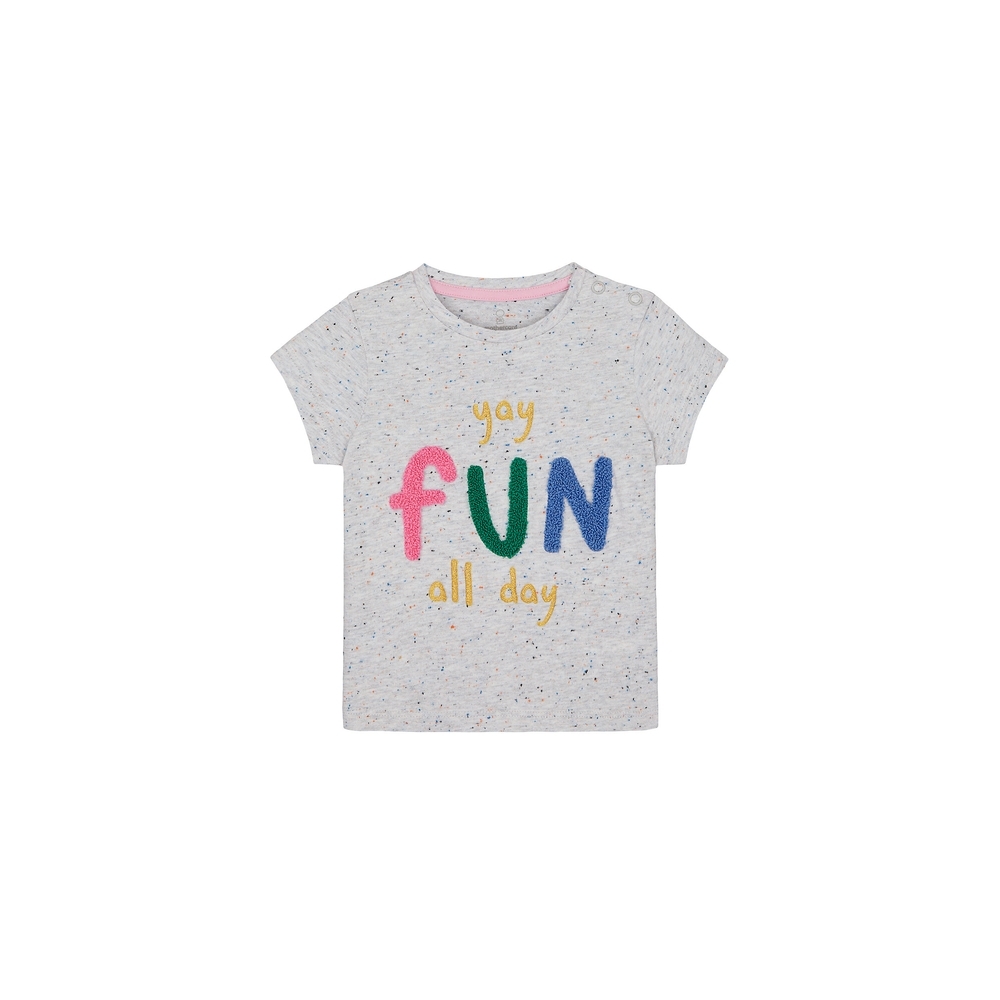 

Girls Half Sleeves T-Shirt Text Patchwork - Grey