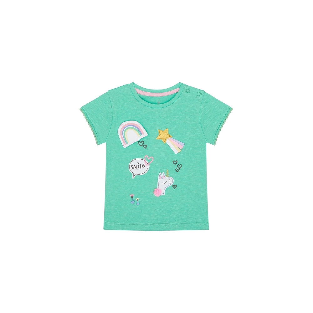 

Girls Half Sleeves T-Shirt Unicorn Patchwork - Green