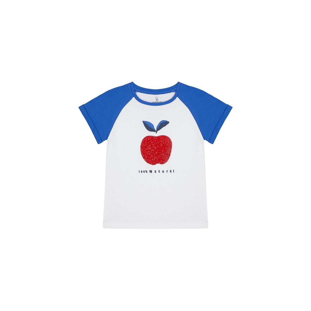 

Girls Half Sleeves T-Shirt Sequined Apple - White