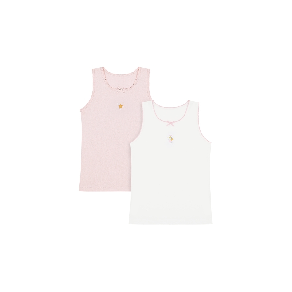 

Girls Sleeveless Vest Fairy Sparkle Print - Pack Of 2 - Pink White