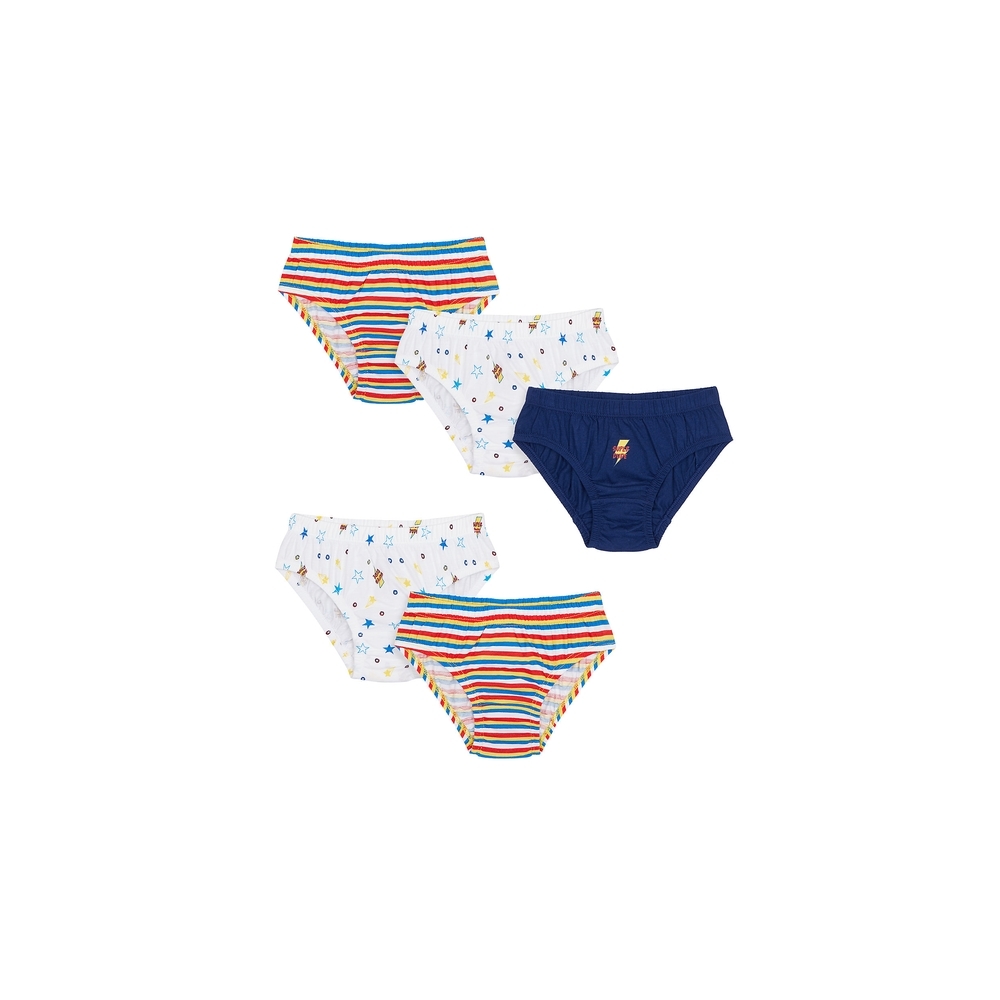 

Boys Briefs Striped And Printed - Pack Of 5 - Multicolor