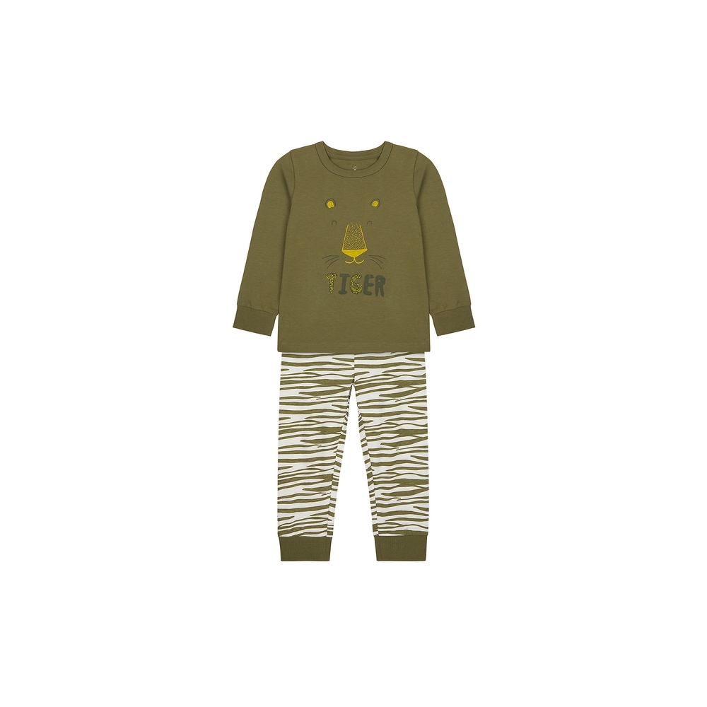 

Boys Full Sleeves Pyjama Set Tiger Print - Green