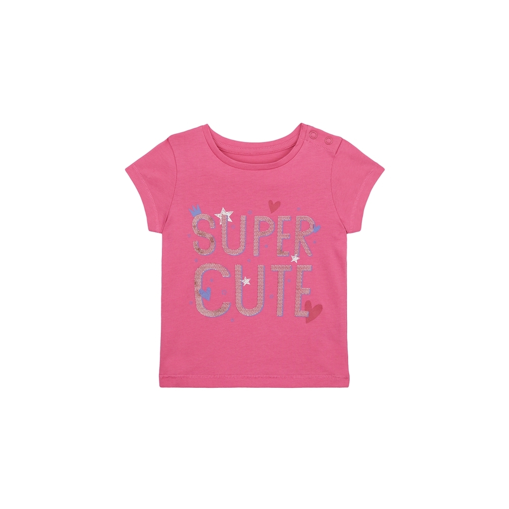 

Girls Half Sleeves T-Shirt Text Print - Pink