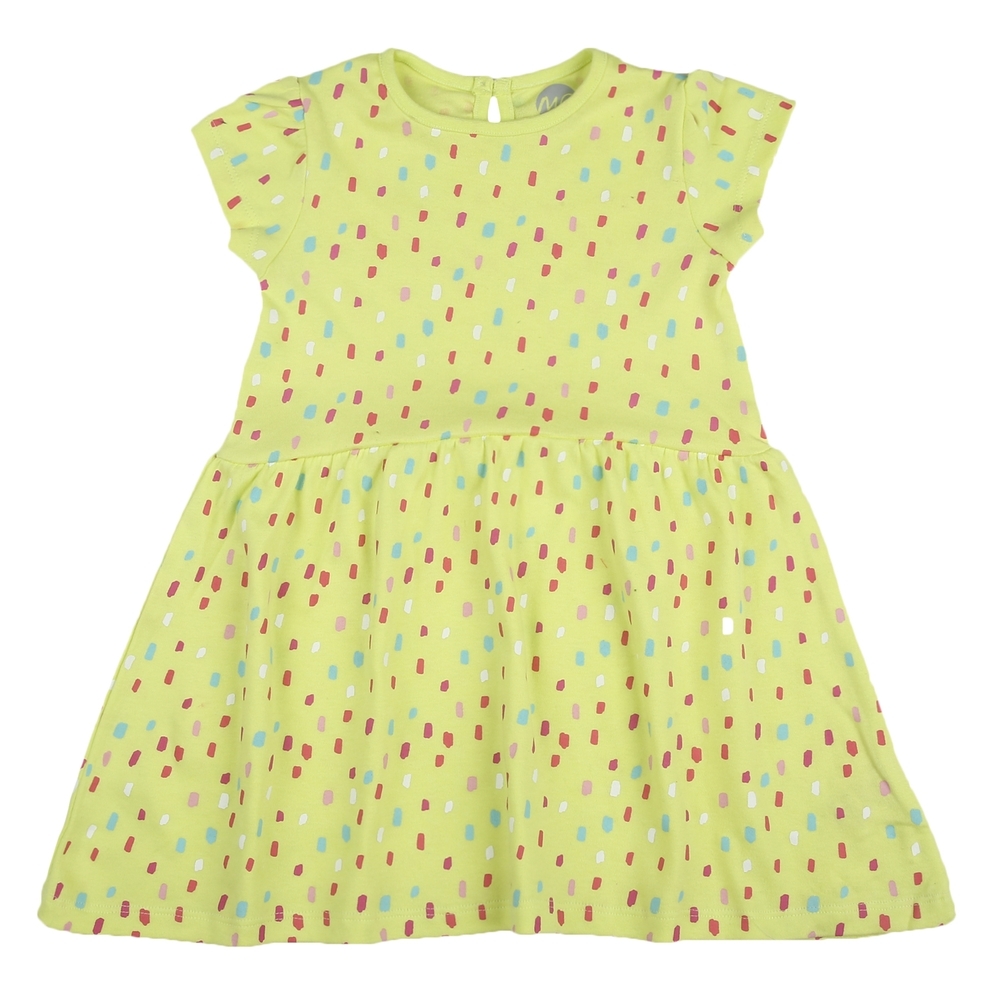 

Girls Half sleeves Printed Dress - Yellow