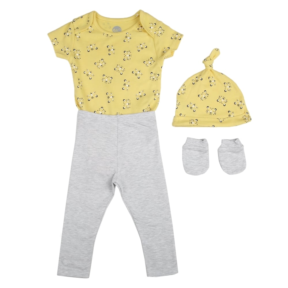 

Boys Half sleeves Lion print 3 piece set - yellow