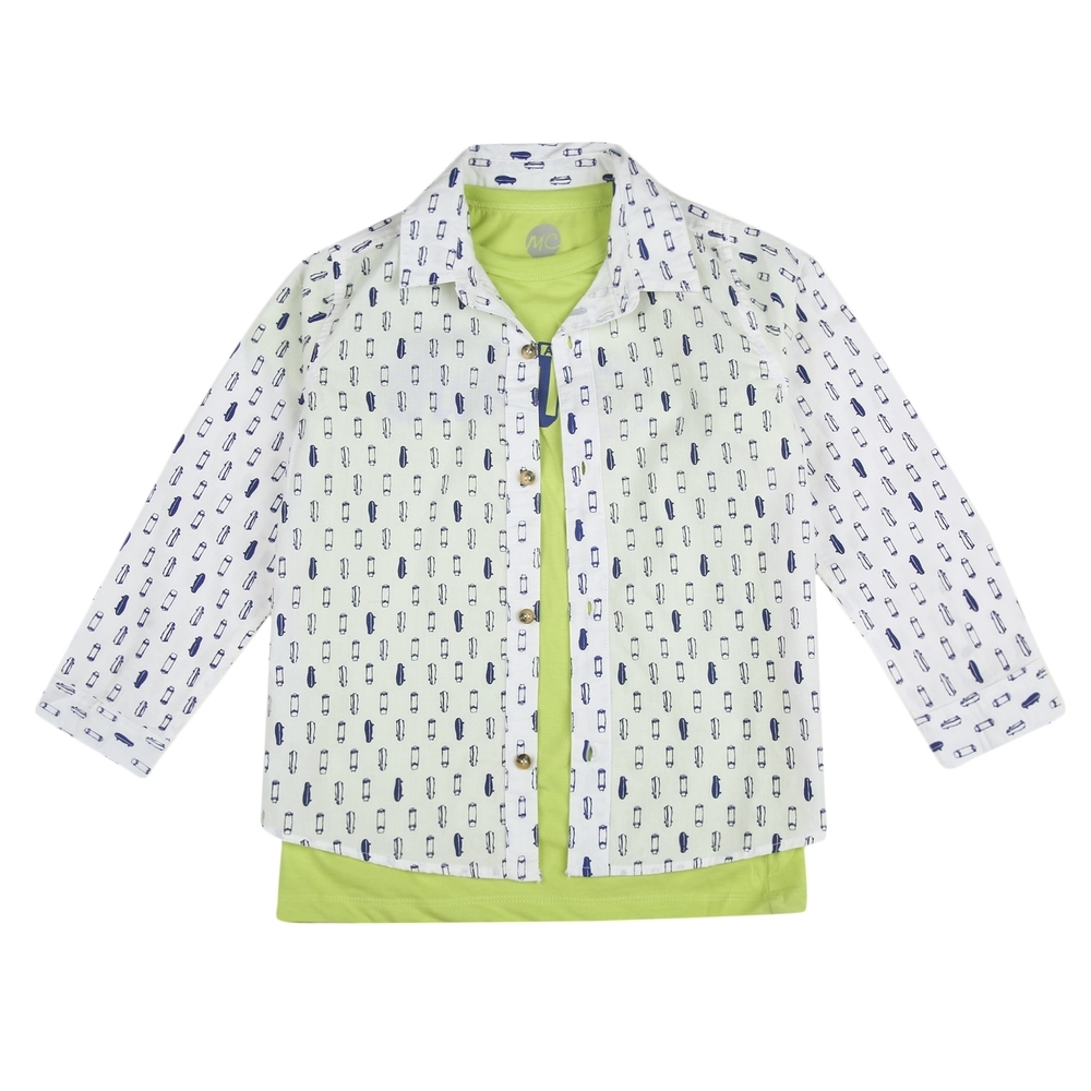 

Boys Half sleeves Printed Shirt and tee set - Multicolor