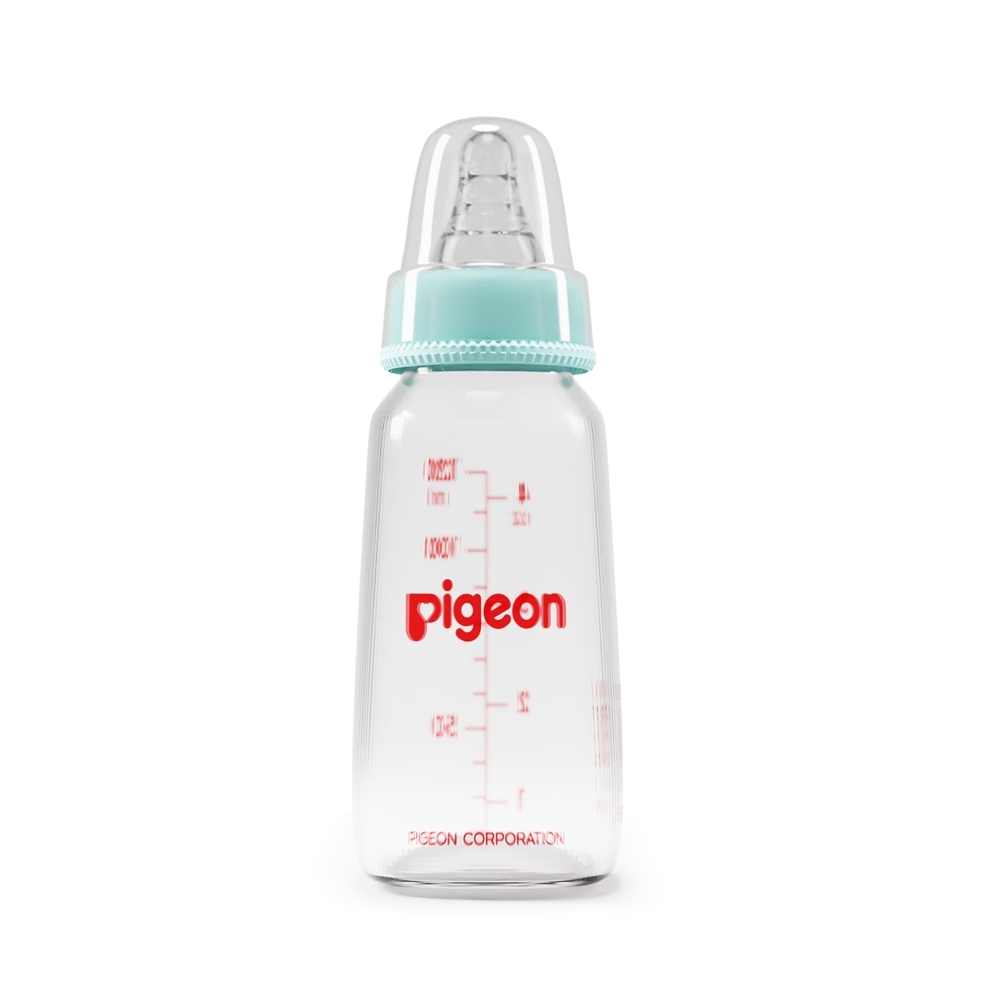 

Pigeon Glass Feeding Bottle with Nipple Small Pale Blue 120ml